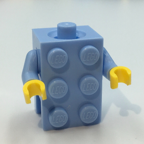 Minifig Torso Brick Suit with Yellow Hands Bright Light Blue
