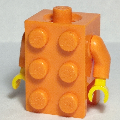 Minifig Torso Brick Suit with Yellow Hands Orange