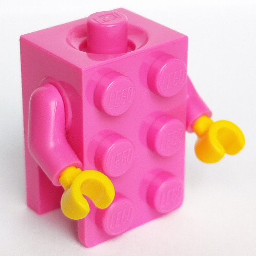 Minifig Torso Brick Suit with Yellow Hands Dunkelrosa