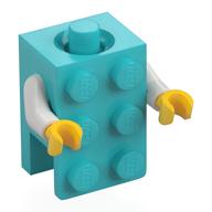 Minifig Torso Brick Suit with White Arms, Yellow Hands Medium Azure