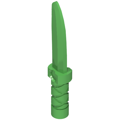 Weapon Dagger / Knife with Flat Hilt End and Curved Blade, Cross Hatched Grip Bright Green