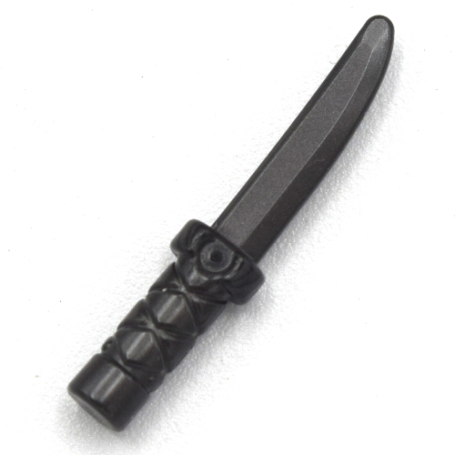 Weapon Dagger / Knife with Flat Hilt End and Curved Blade, Cross Hatched Grip Perltitan
