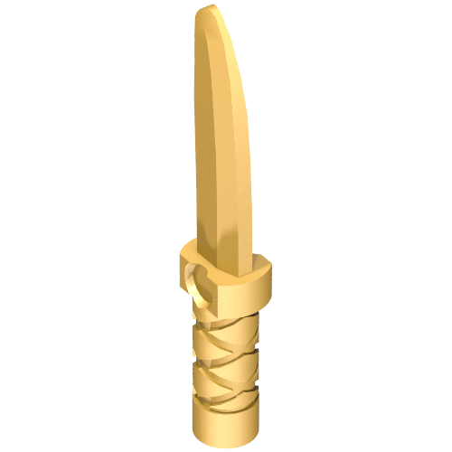 Weapon Dagger / Knife with Flat Hilt End and Curved Blade, Cross Hatched Grip Perlgold