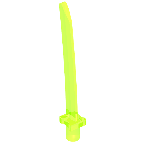 Weapon Sword Blade with Bar, Square Crossguard Transparent-Neongrün