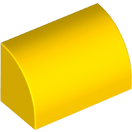 Brick Curved 1 × 2 × 1 No Studs Yellow