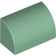 Brick Curved 1 × 2 × 1 No Studs Sand Green