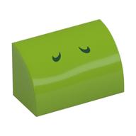 Brick Curved 1 × 2 × 1 No Studs with Dark Green Lines (Yoshi Nostrils) Print
