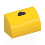 Brick Curved 1 × 2 × 1 No Studs with Black Triangle print Yellow