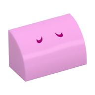 Brick Curved 1 × 2 × 1 No Studs with Dark Pink Lines (Yoshi Nostrils) Print Bright Pink