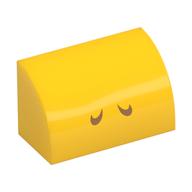 Brick Curved 1 × 2 × 1 No Studs with Medium Nougat Lines (Nostrils) Print Gelb