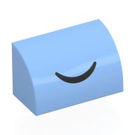 Brick Curved 1 × 2 × 1 No Studs with Black Smile print Leuchtendes Hellblau