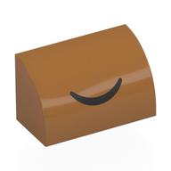 Brick Curved 1 × 2 × 1 No Studs with Black Smile print Medium Nougat