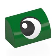 Brick Curved 1 × 2 × 1 No Studs with Eye, Looking Left print in Grün