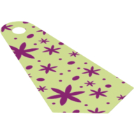 Neckwear Cape, Long Narrow with Magenta Flowers Print Gelbgrün
