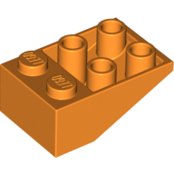 Brick Sloped Inverted 33° 3 × 2, No Connections between Studs, Ovoid Bottom Pin Orange