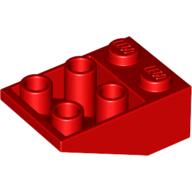 Brick Sloped Inverted 33° 3 × 2, No Connections between Studs, Ovoid Bottom Pin Red