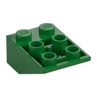 Brick Sloped Inverted 33° 3 × 2, Connections between Studs, Ovoid Bottom Pin Green