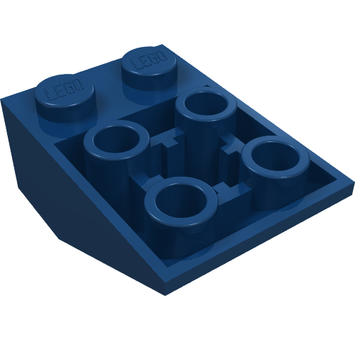 Brick Sloped Inverted 33° 3 × 2, Connections between Studs, Ovoid Bottom Pin Dunkelblau