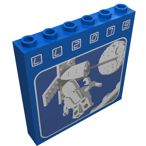 Brick 1 × 6 × 5 with LL2079 Floating Astronaut Print Blau