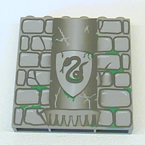 Brick 1 × 6 × 5 with Stone and Slytherin Snake Print Hellgrau