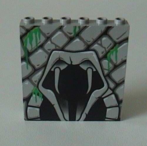 Brick 1 × 6 × 5 with Stone and Open Mouth Snake Print Hellgrau