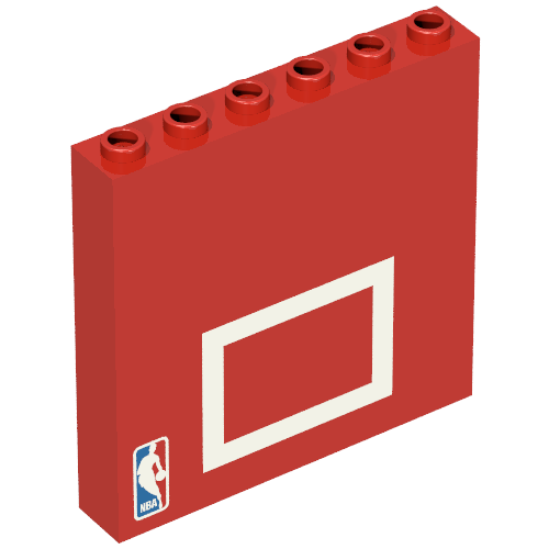 Brick 1 × 6 × 5 with NBA Logo and Basketball Backboard Print Rot