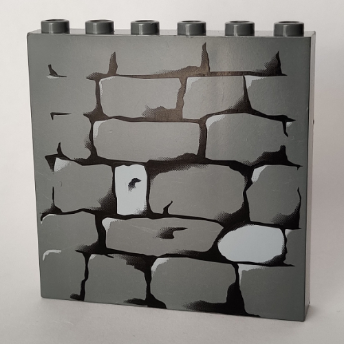 Brick 1 × 6 × 5 with Stone Wall Print Dunkelblaugrau