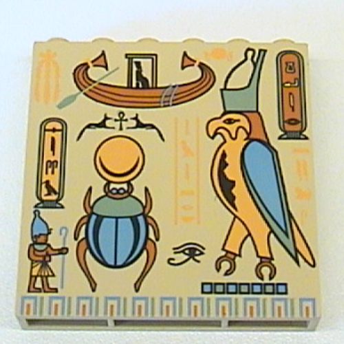 Brick 1 × 6 × 5 with Hieroglyphs and Bird Print Tan