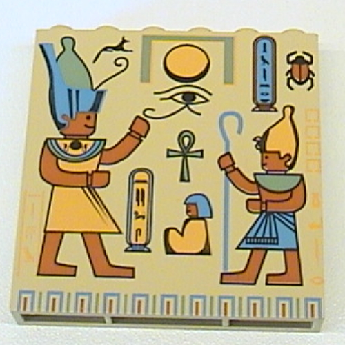 Brick 1 × 6 × 5 with Hieroglyphs and Minifig Print Tan
