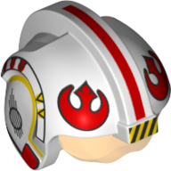 Helmet with Visor Rebel Pilot, Center Ridge, Trans-Orange Visor, Red Stripes, Rebel Logo Print Weiß