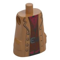 Torso Large, Long Coat with Molded Pockets, Broad Lapels, Red Shirt, Reddish Brown Vest, Black Belt with Silver Buckle Print (Hagrid) Mittelnougat