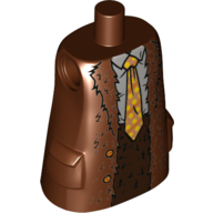 Torso Large, Long Coat with Molded Pockets, Fur, Medium Blue Shirt, Yellow/Orange Tie Print (Hagrid) Rotbraun