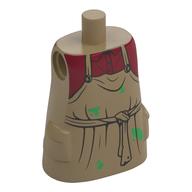 Torso Large with Molded Pockets with Overall, Dark Red Shirt, Knotted Belt, Green Stains print Dark Tan
