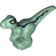 Animal, Dinosaur, Raptor, Baby with Dark Blue Stripes Sandgrün
