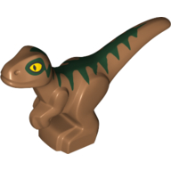 Animal, Dinosaur, Raptor, Baby, Dark Green Stripes Medium Nougat