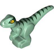 Animal, Dinosaur, Raptor, Baby, Dark Green Stripes Sandgrün