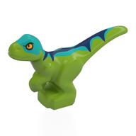Animal, Dinosaur, Raptor, Baby with Yellow Eyes, Dark Turquoise/Dark Blue Back print Lime
