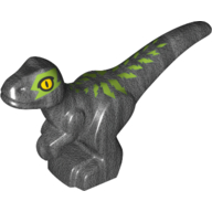 Animal, Dinosaur, Raptor, Baby with Lime Markings, Yellow Eye Print Pearl Titanium