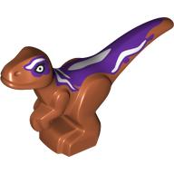 Animal, Dinosaur, Raptor, Baby, Dark Purple Top, White Stripes Dunkelorange