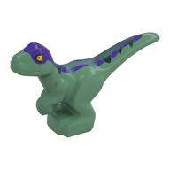 Animal, Dinosaur, Raptor, Baby, Medium Azure Top, Dark Purple Spots Print