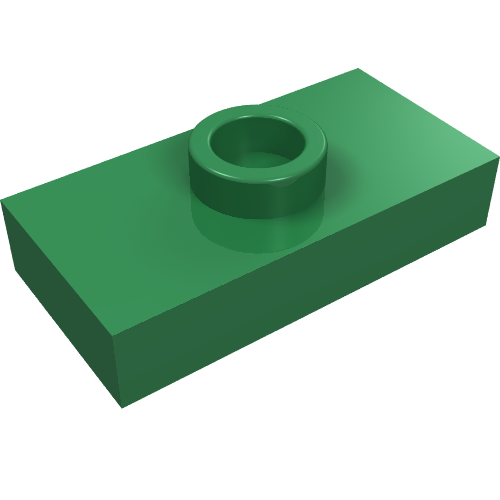 Plate Special 1 × 2 with 1 Stud without Groove (Jumper) Green