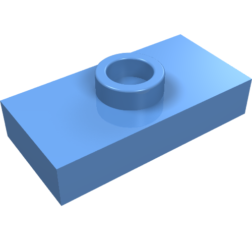 Plate Special 1 × 2 with 1 Stud without Groove (Jumper) Medium Blue