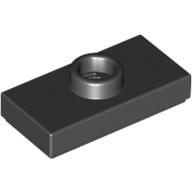 Plate Special 1 × 2 with 1 Stud with Groove (Jumper) Schwarz