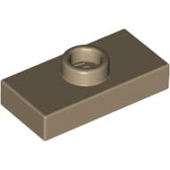 Plate Special 1 × 2 with 1 Stud with Groove (Jumper) Dark Tan