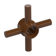 Technic Pin Connector Hub with 4 Bars at 90°, Through Pin Hole Reddish Brown