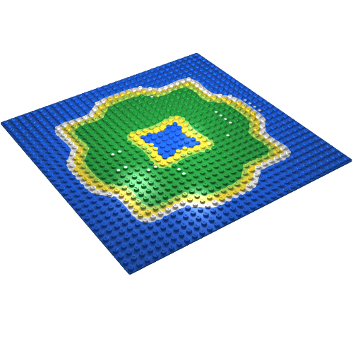 Baseplate 32 × 32 with Island and Center Water Print Blue