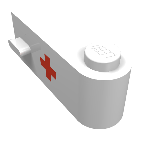 Door 1 × 3 × 1 Right [Red Cross Print] Weiß