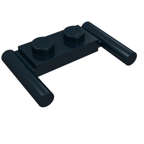 Plate Special 1 × 2 with Handles [Round Ends, Mid Attachment] Schwarz