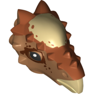 Animal Body Part, Dinosaur, Stygimoloch Head with Dark Orange and Reddish Brown Pattern Print Mittelnougat