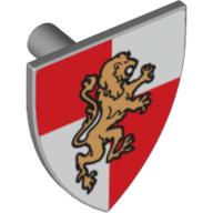 Shield Triangular with Gold Lion on Red/White Quarters Print Light Bluish Gray